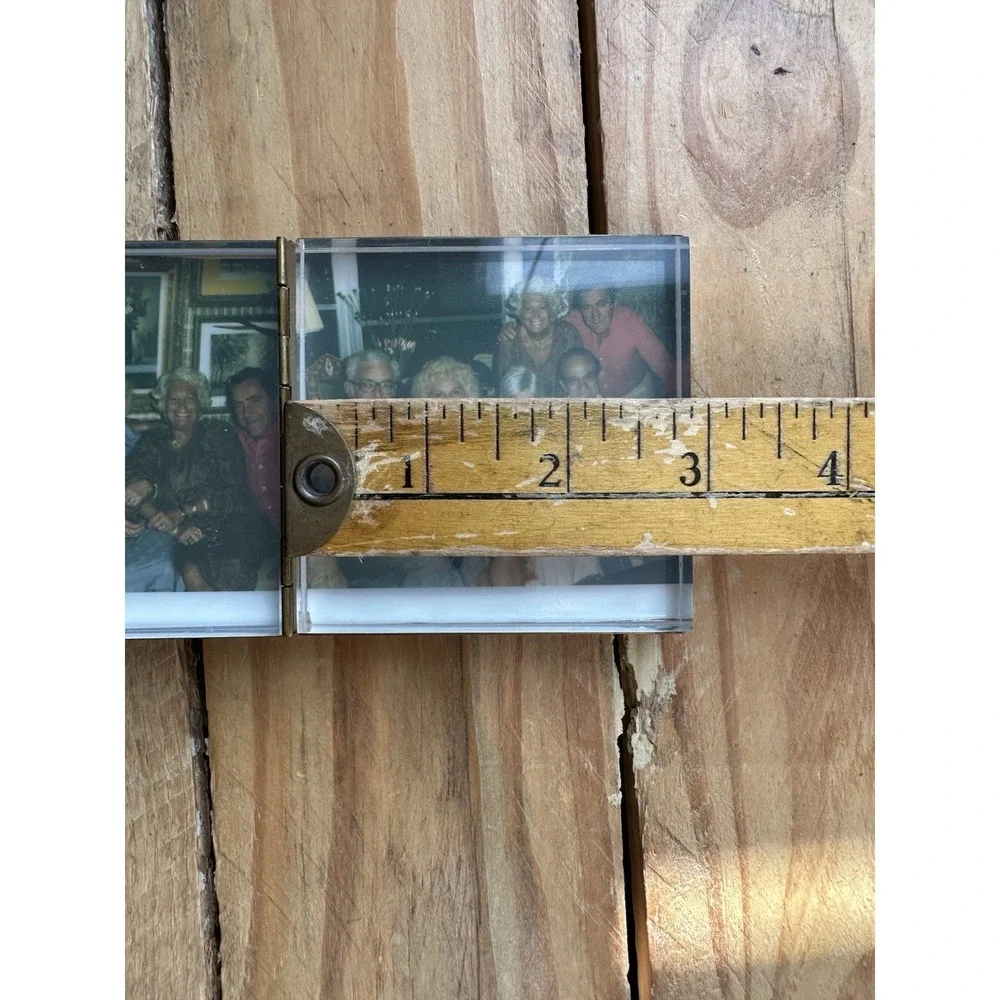 Vintage Hinged Double Photo Picture‎ Frame Gold Tone Metal Mid Century